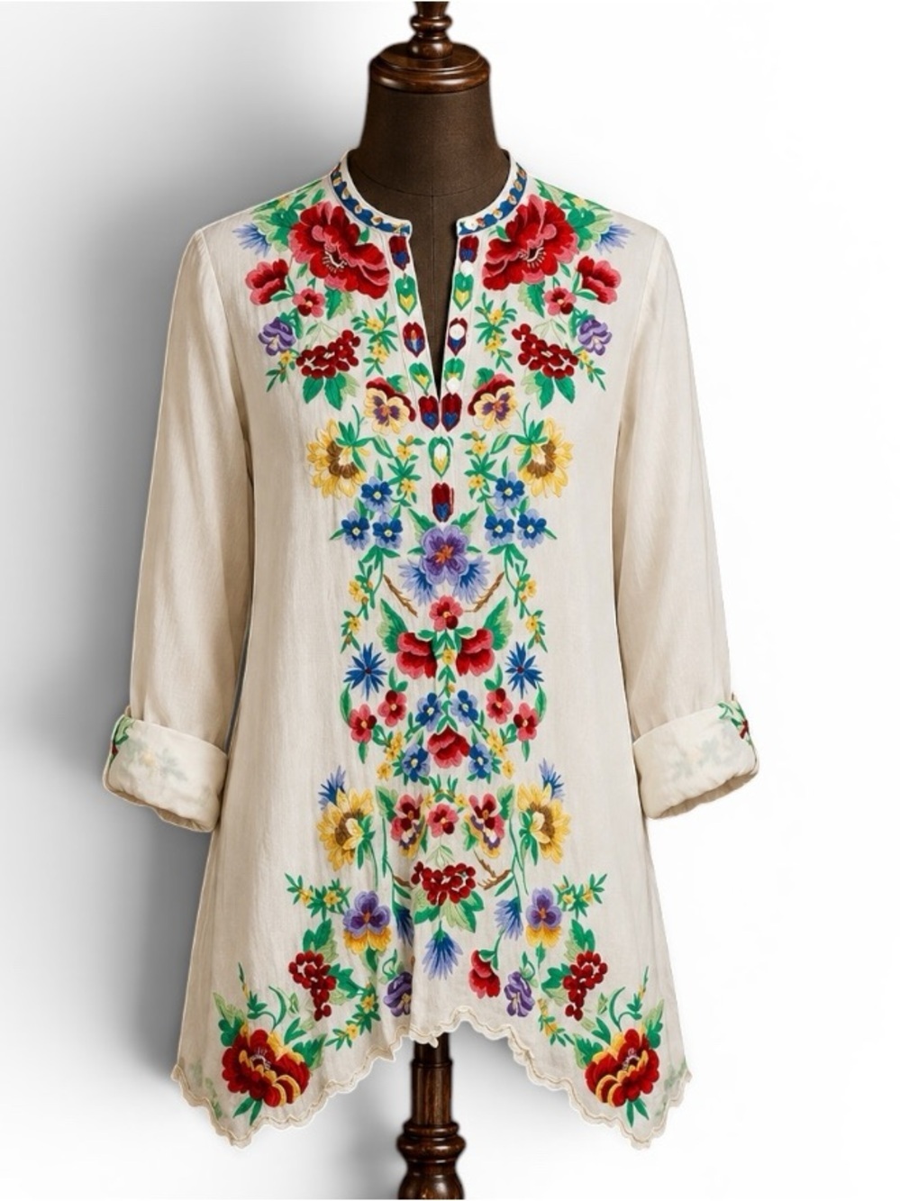 Johnny Was heavily embroidered Gala tunic in Shell NWT - Picture 10 of 10